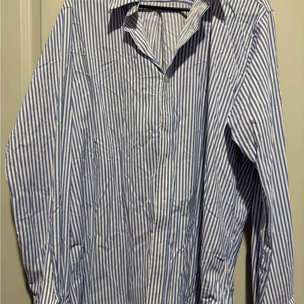 Ralph Lauren Blue and White Striped Dress Shirt